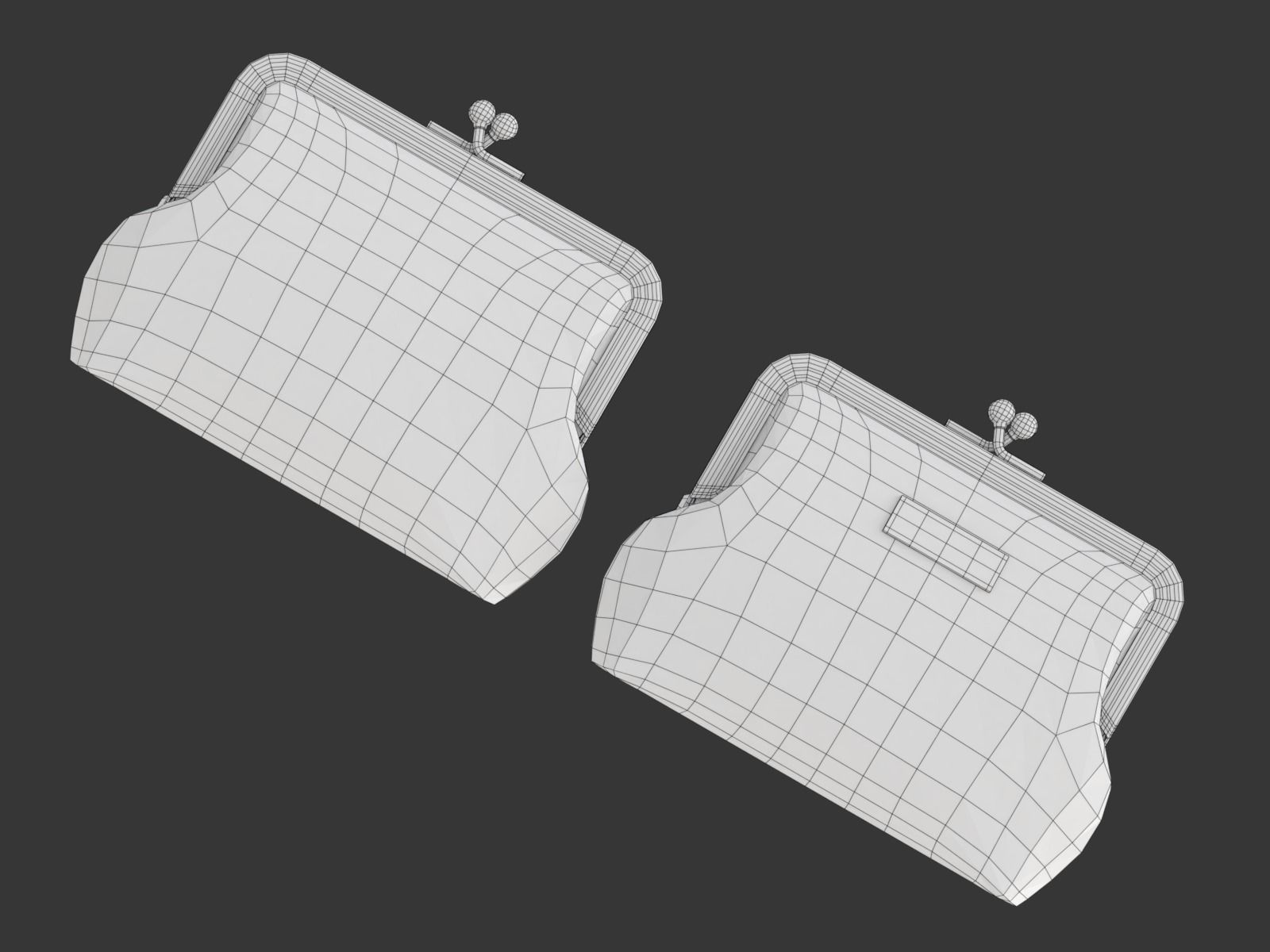 Leather and Fabric Purse 3D model_26