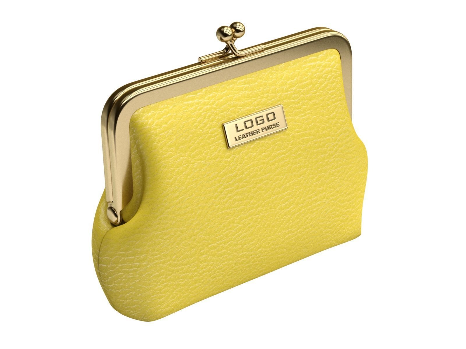 Leather and Fabric Purse 3D model_5