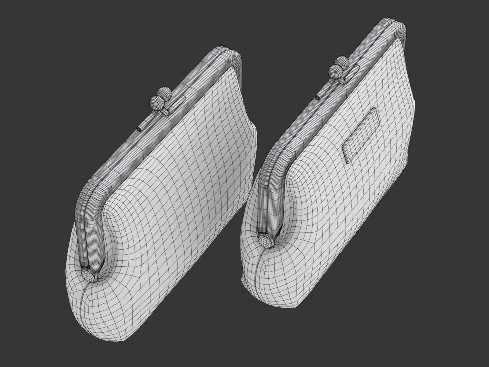 Leather and Fabric Purse 3D model_29