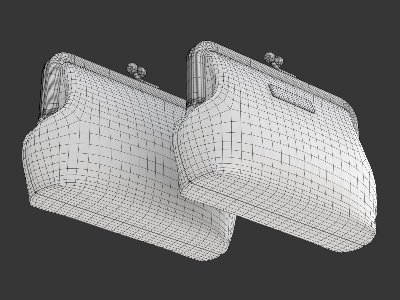 Leather and Fabric Purse 3D model_28