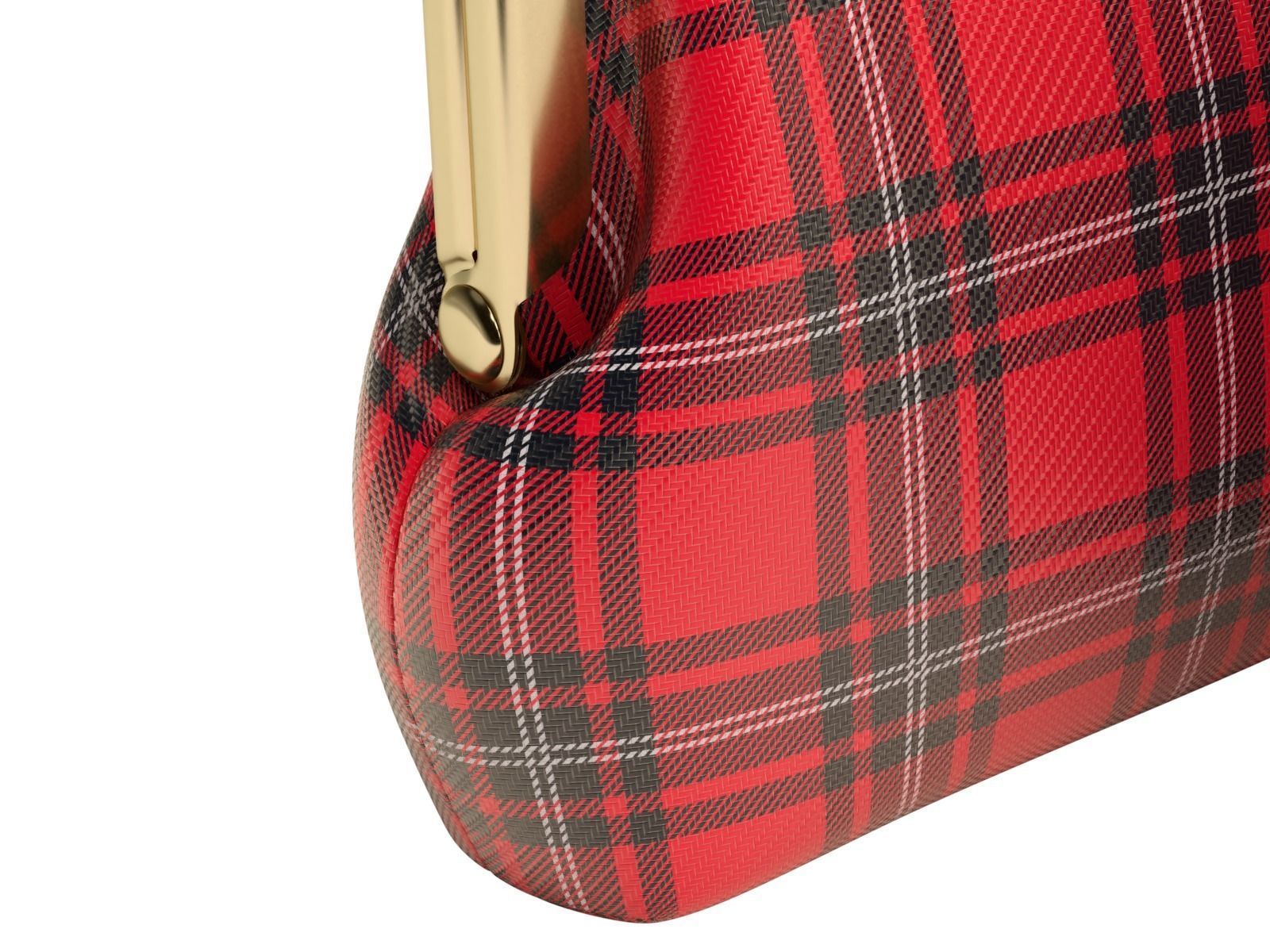 Leather and Fabric Purse 3D model_7