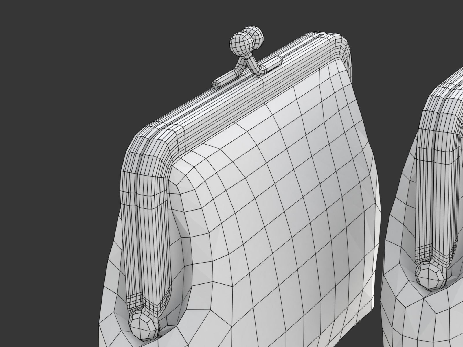 Leather and Fabric Purse 3D model_25