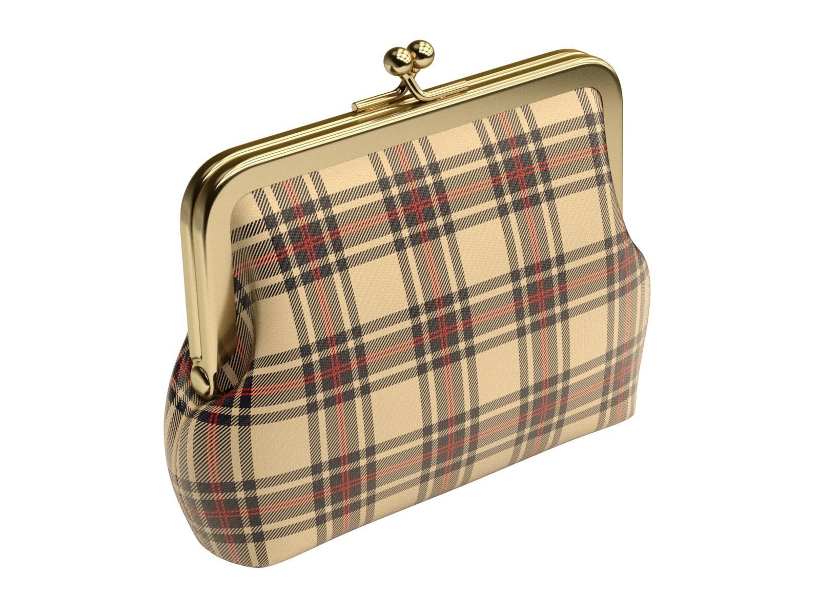 Leather and Fabric Purse 3D model_4