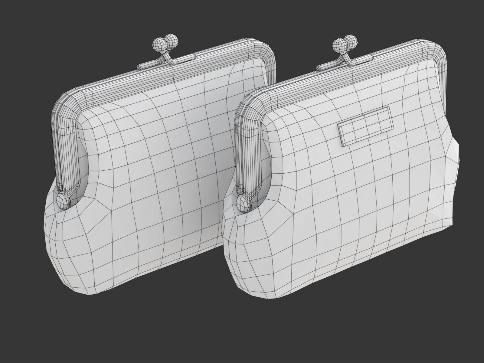 Leather and Fabric Purse 3D model_23