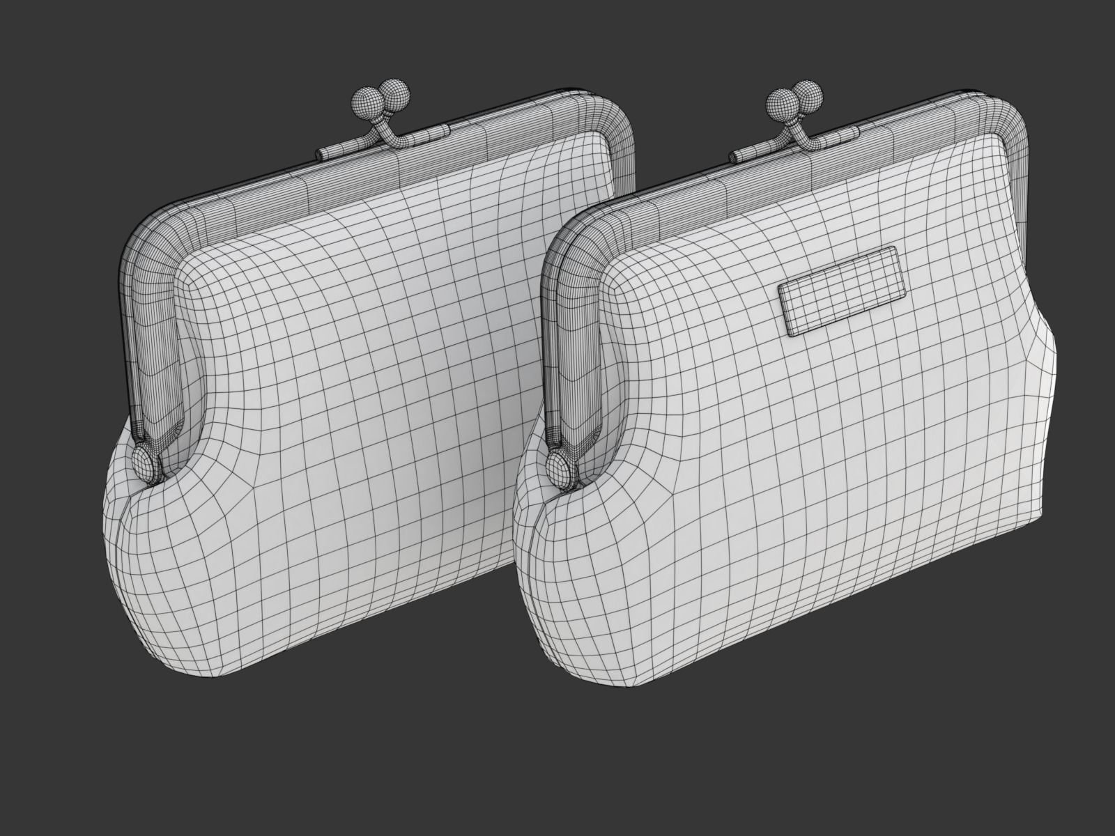 Leather and Fabric Purse 3D model_27