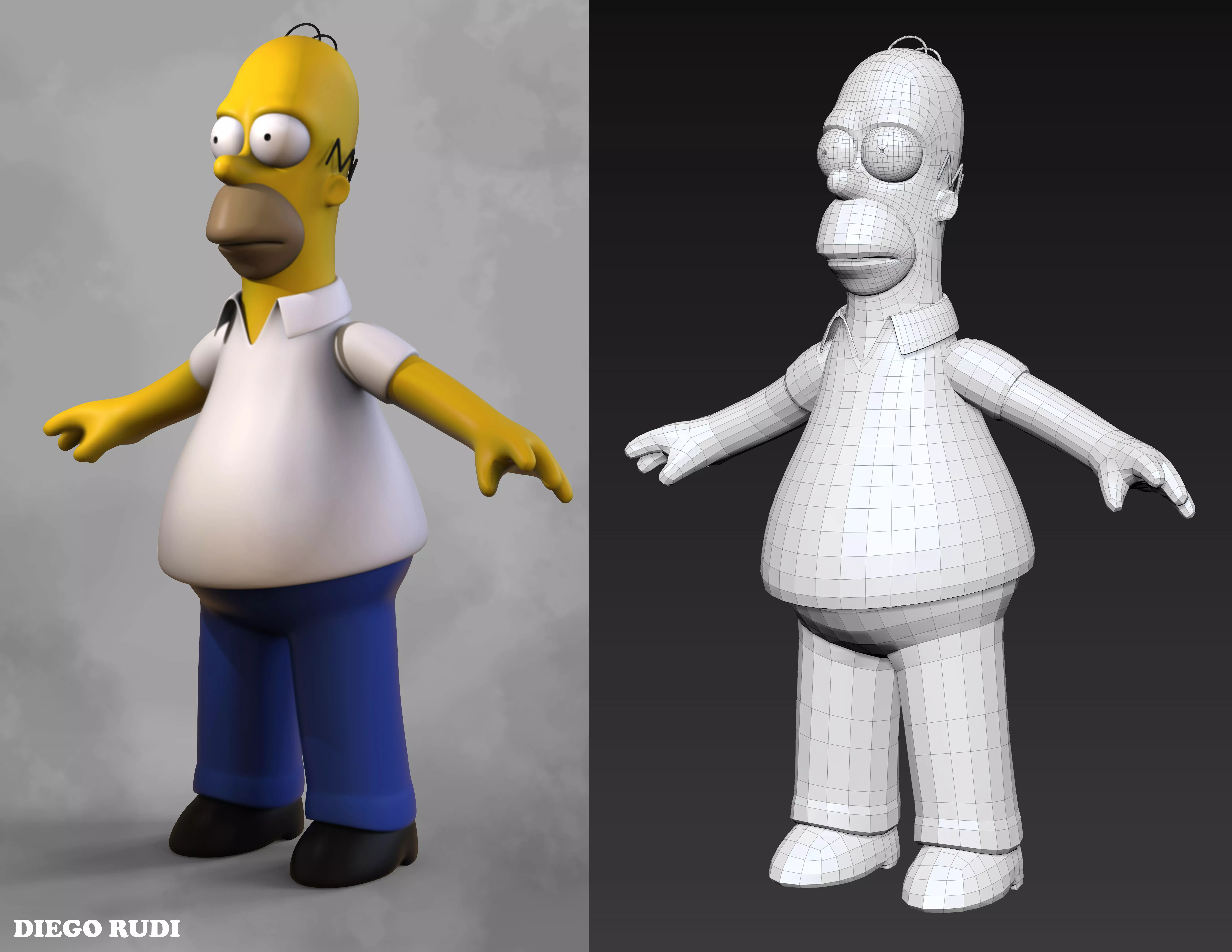 Homer Simpson for animation Low-poly 3D model_0