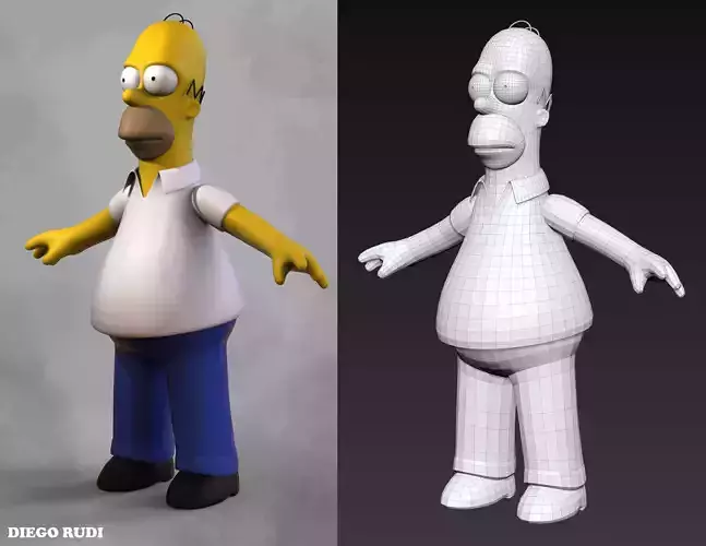 Homer Simpson for animation Low-poly 3D model