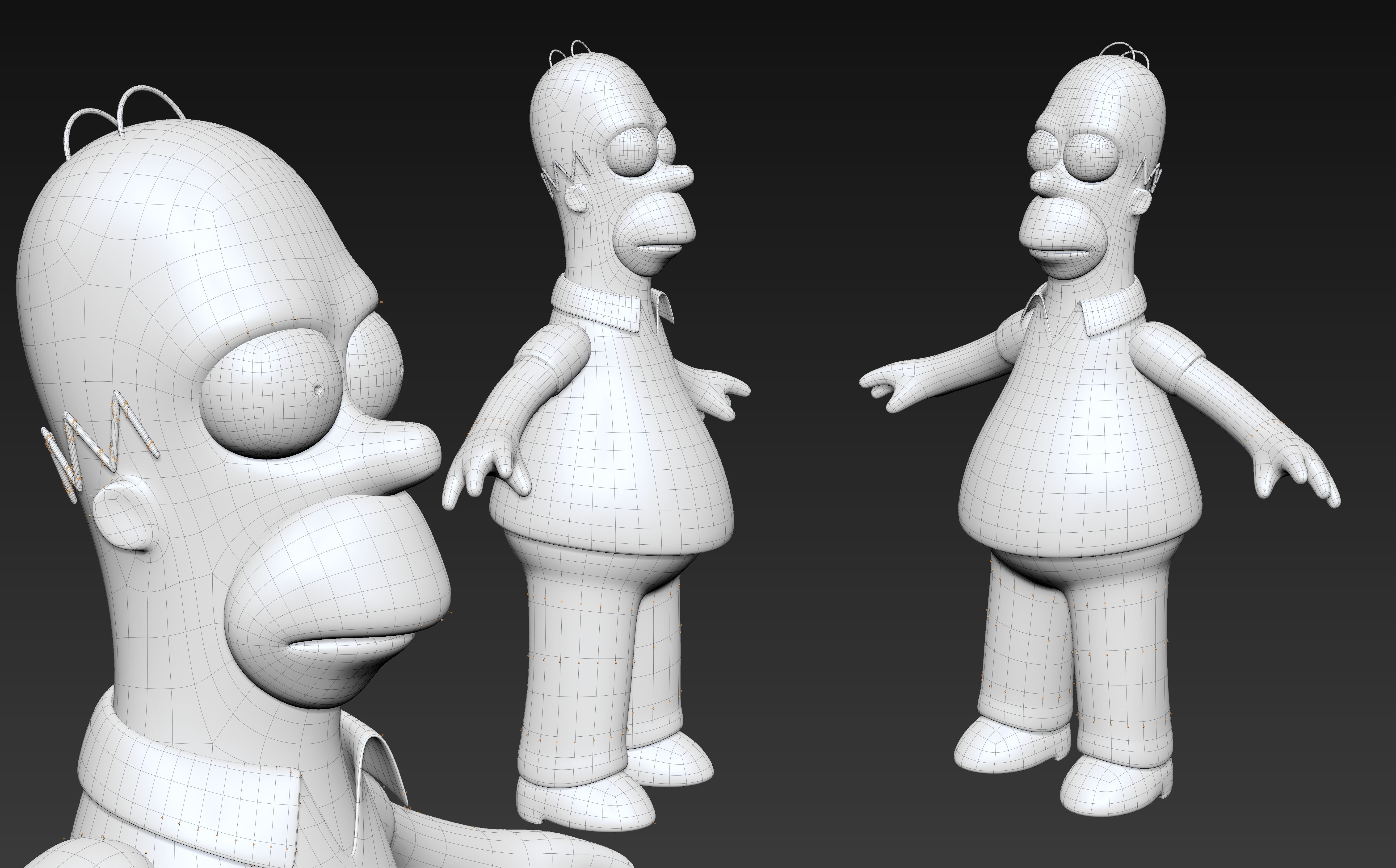 Homer Simpson for animation Low-poly 3D model_5