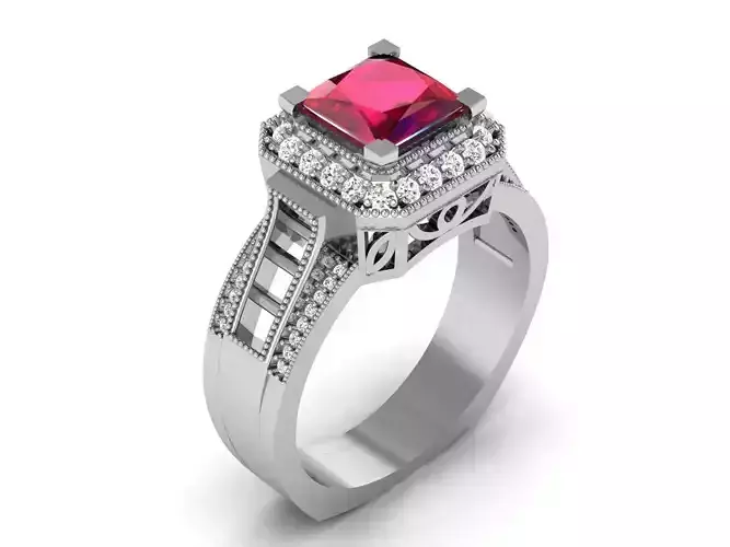 Solitaire ring 3dm stl render detail 3D print model