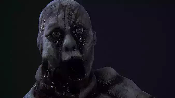 Very creepy Deformed woman Low-poly 3D model