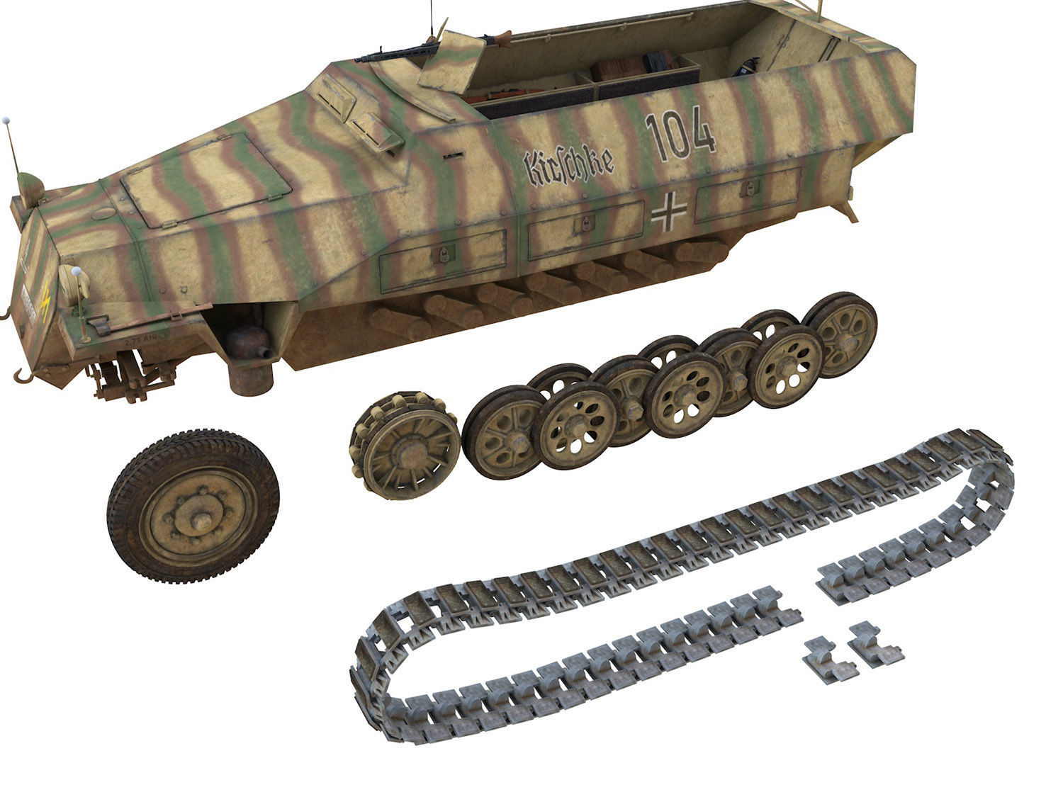 SDKFZ 251 Ausf D - Half-track - 104 3D model_12