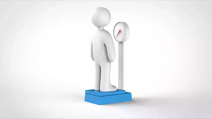 man and weight scale 3D model