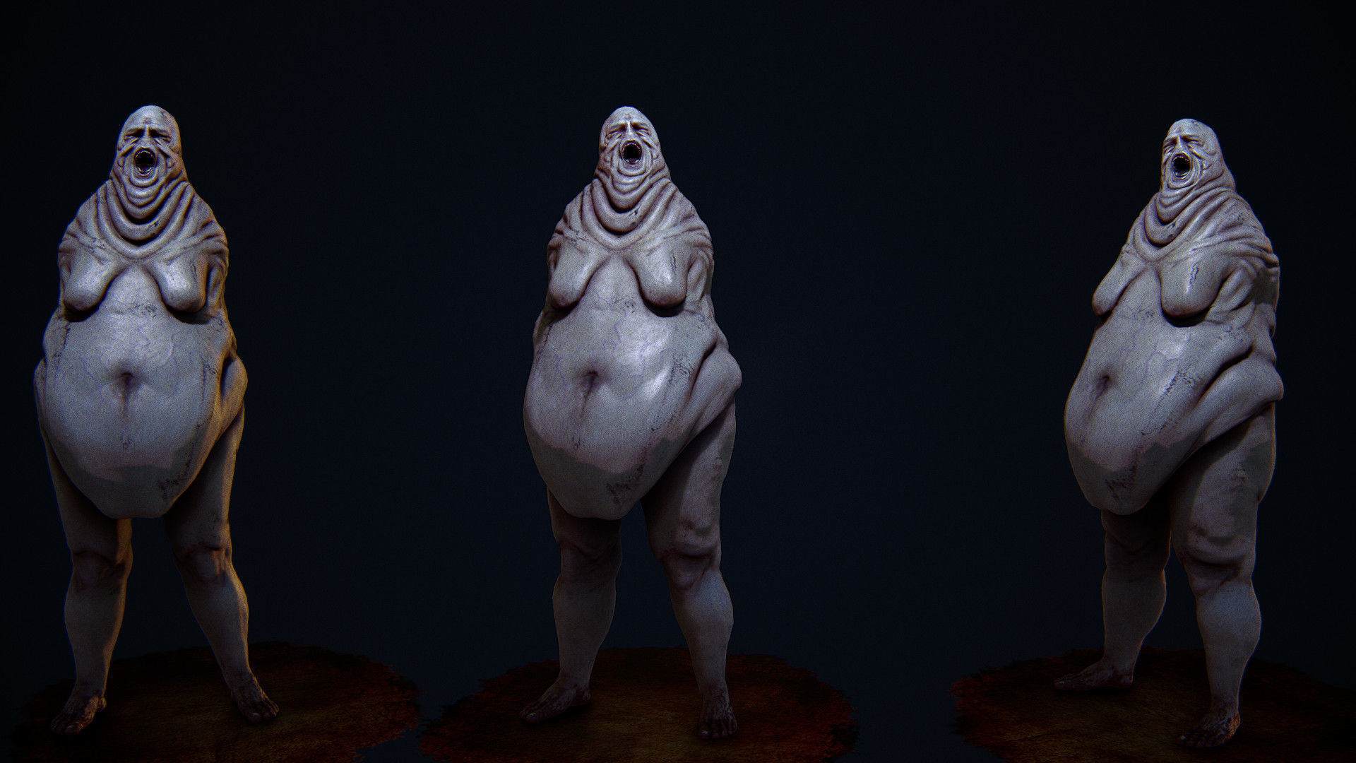Glutony Horror Monster Low-poly 3D model_2