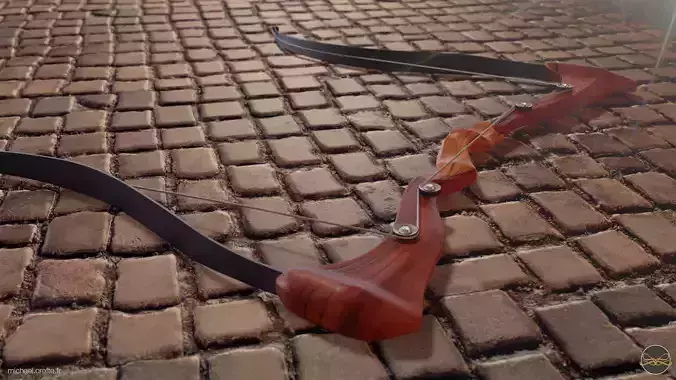 Devil Horns Bow - Medieval wood bow 3D model