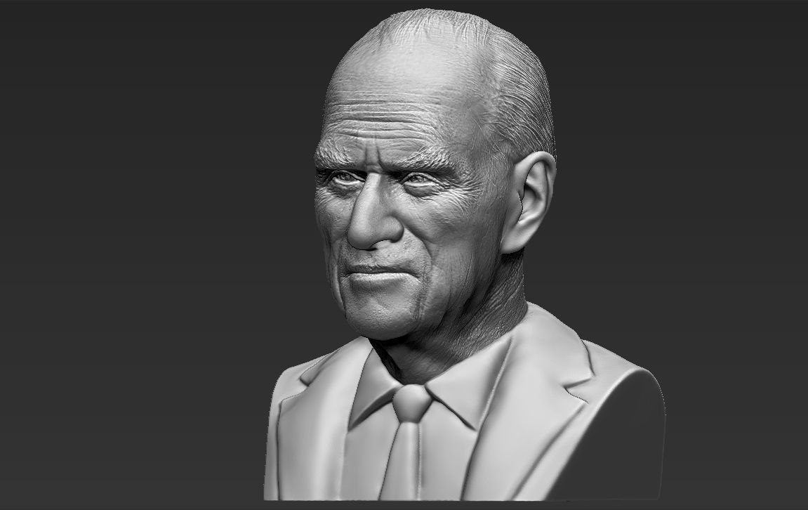 Prince Philip bust 3D printing ready stl obj formats 3D print model_1