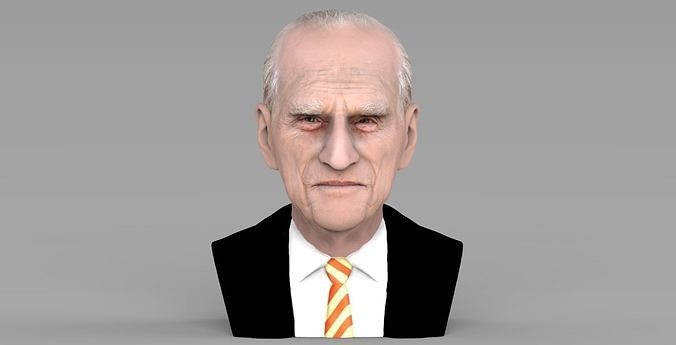 Prince Philip bust ready for full color 3D printing 3D print model