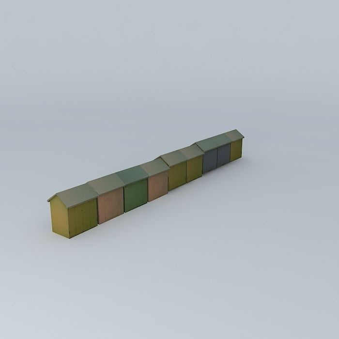 Berck Plage Beach Cabins 8 15 Free 3D model_1