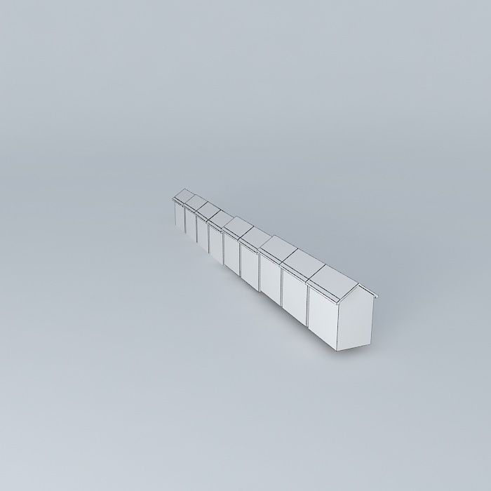 Berck Plage Beach Cabins 8 15 Free 3D model_3