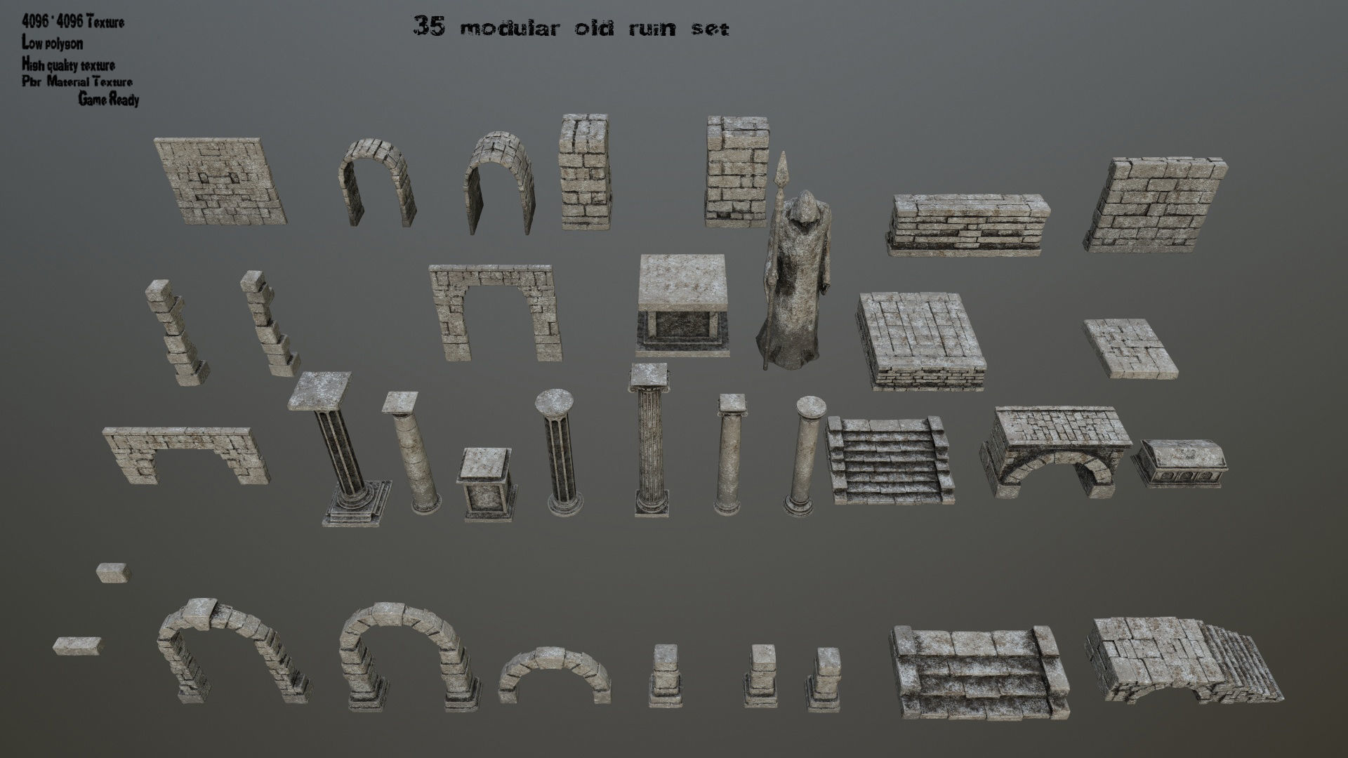 archway 3 stone arch Low-poly 3D model_5