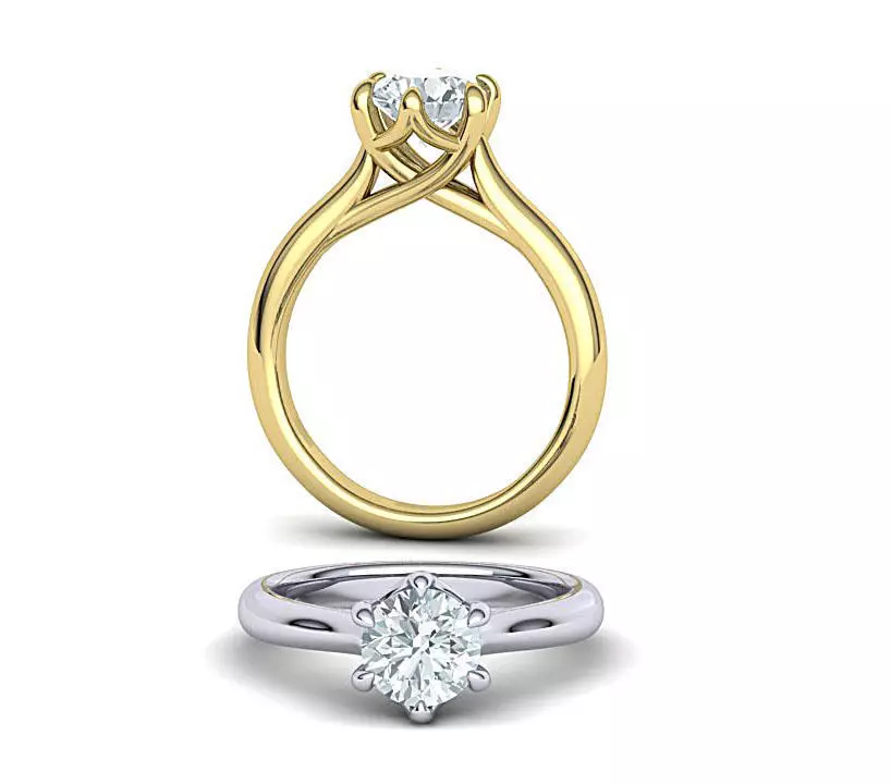 Six Prong Trellis Solitaire Engagement Ring 3dmodel N0340 3D print model
