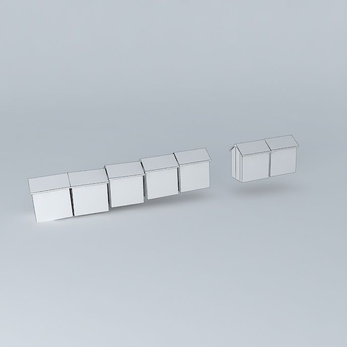 Berck Plage  Beach Cabins Free 3D model_3