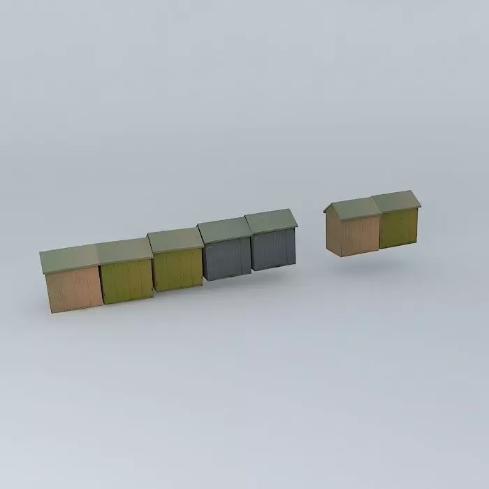 Berck Plage  Beach Cabins Free 3D model_0