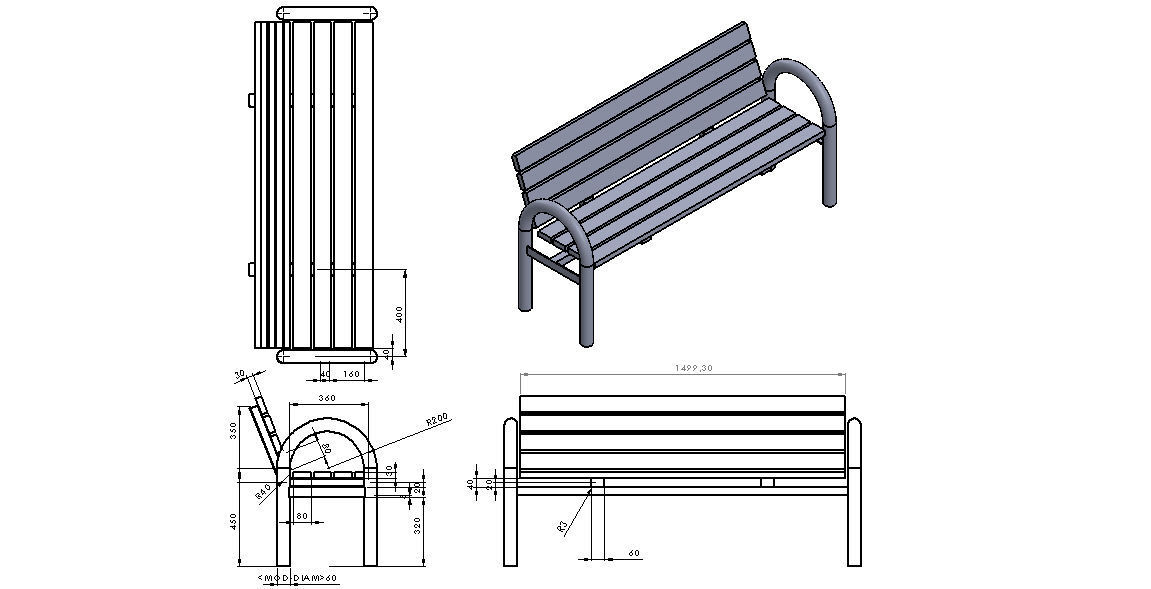 Bench park 3D model_1