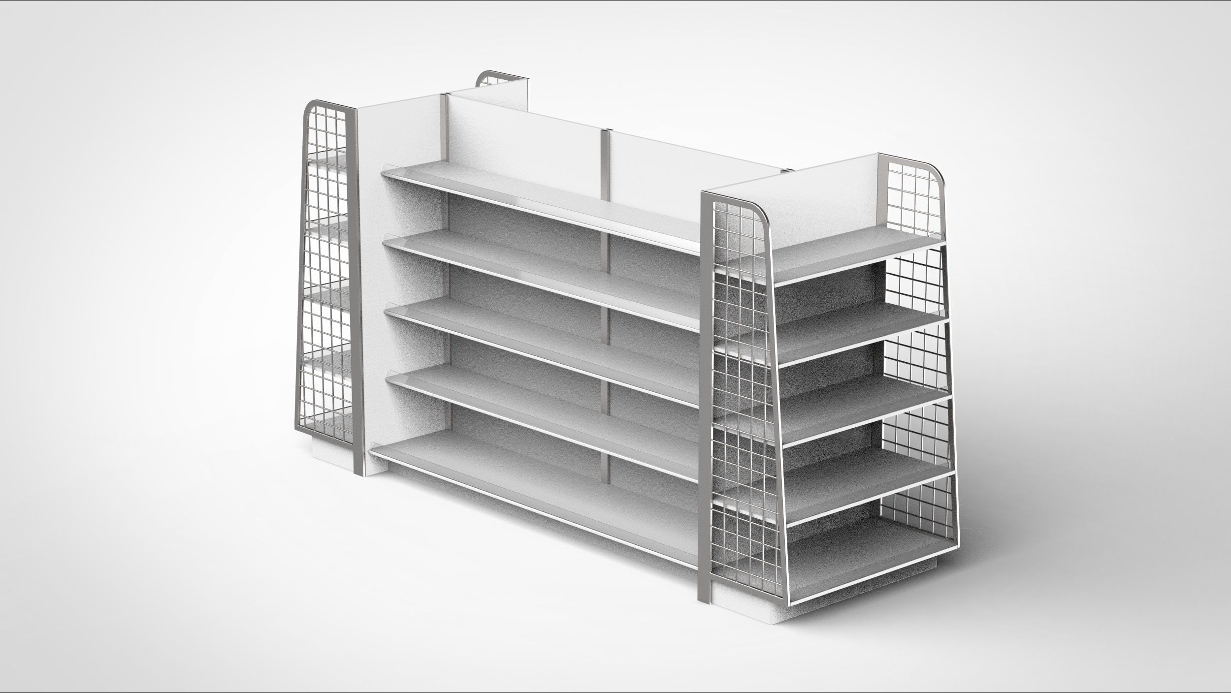 shelf metal with shelves 3D model_2