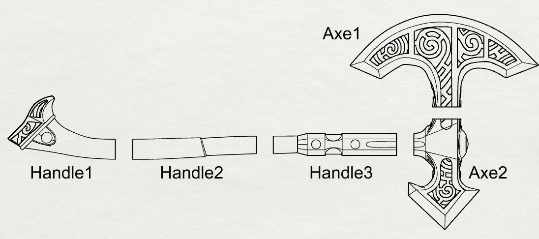 The Lunar Steel War Axe from skyrim 3D print model_1