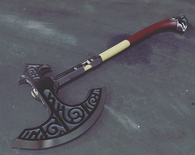 The Lunar Steel War Axe from skyrim 3D print model