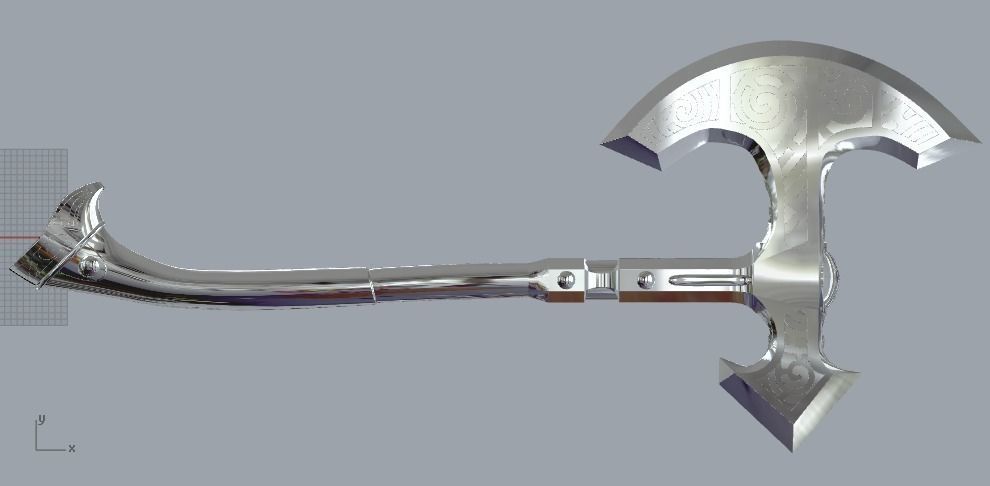 The Lunar Steel War Axe from skyrim 3D print model_3