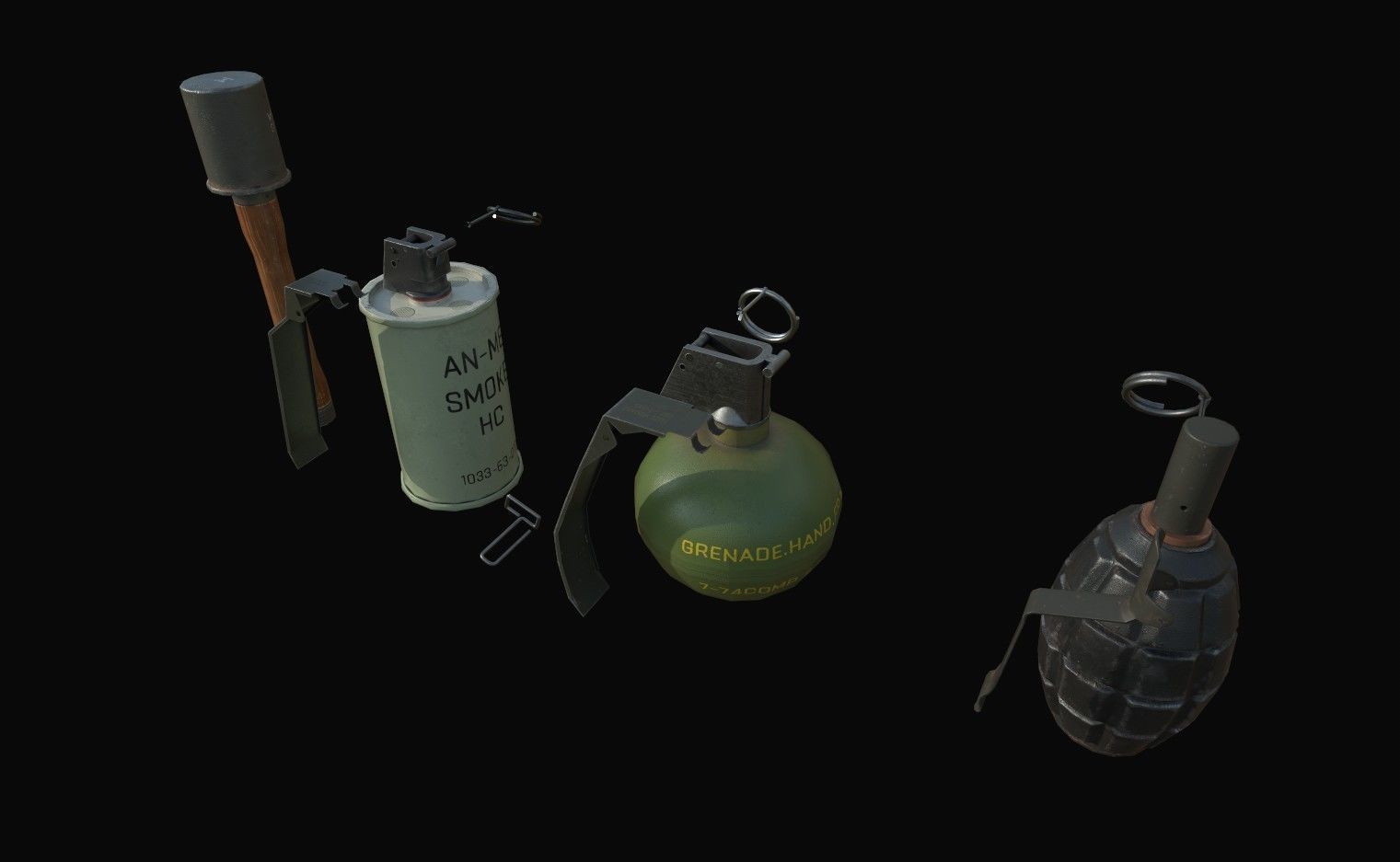 Grenades grenade canister Low-poly 3D model_1