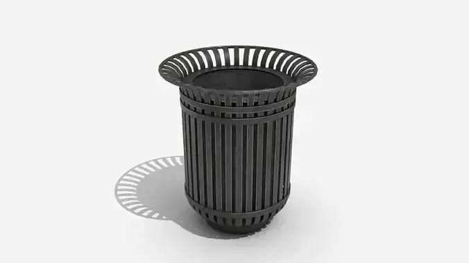 Street Assets - Round Open Rubbish Bin 3D model