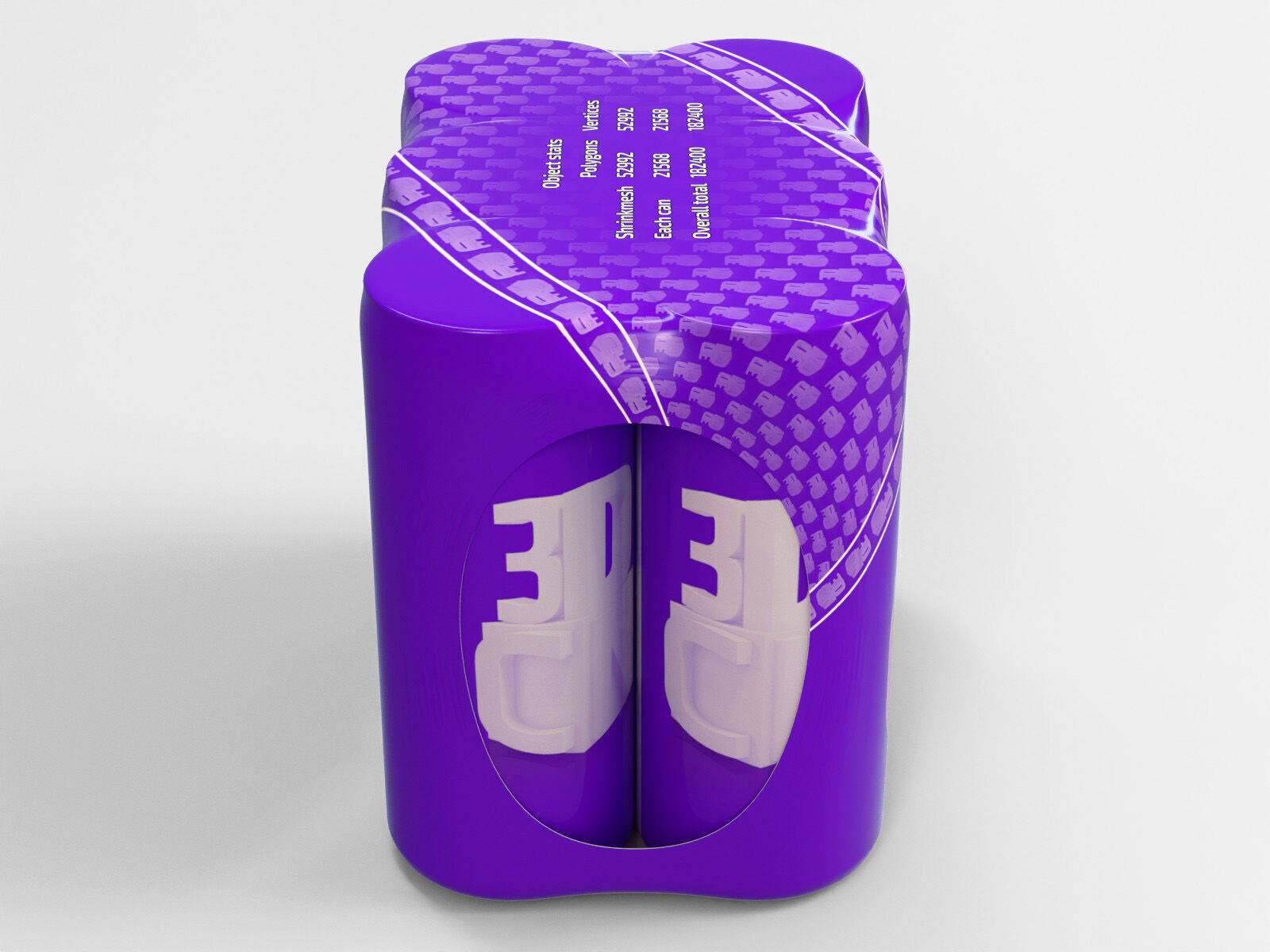 6x 250ml Sleek shrinkwrapped beverage cans 3D model_5