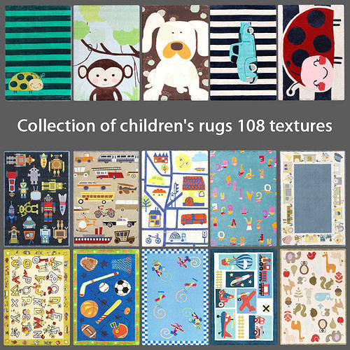 Collection of childrens rugs 108 textures  3D model
