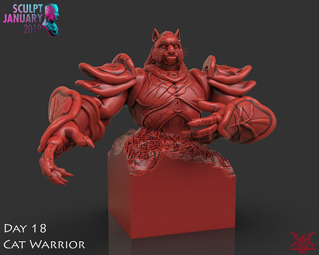 Cat Warrior Timelapse and Model 3D print model
