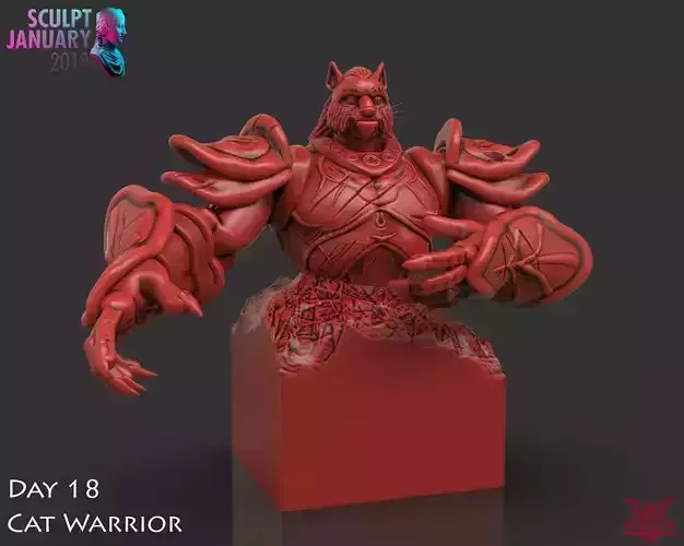 Cat Warrior Timelapse and Model 3D print model