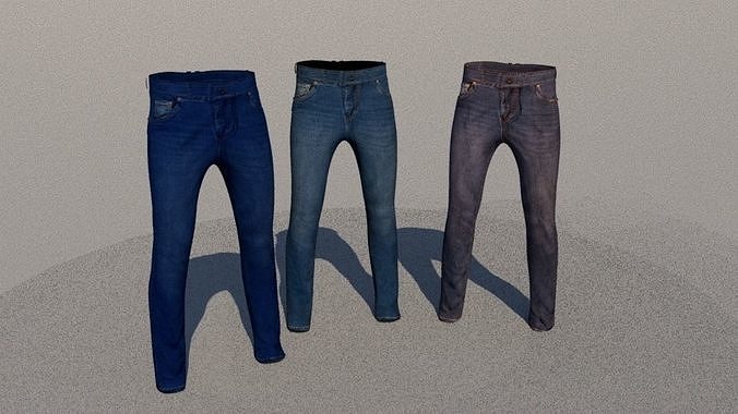 Mens Jeans Low Poly Low-poly 3D model