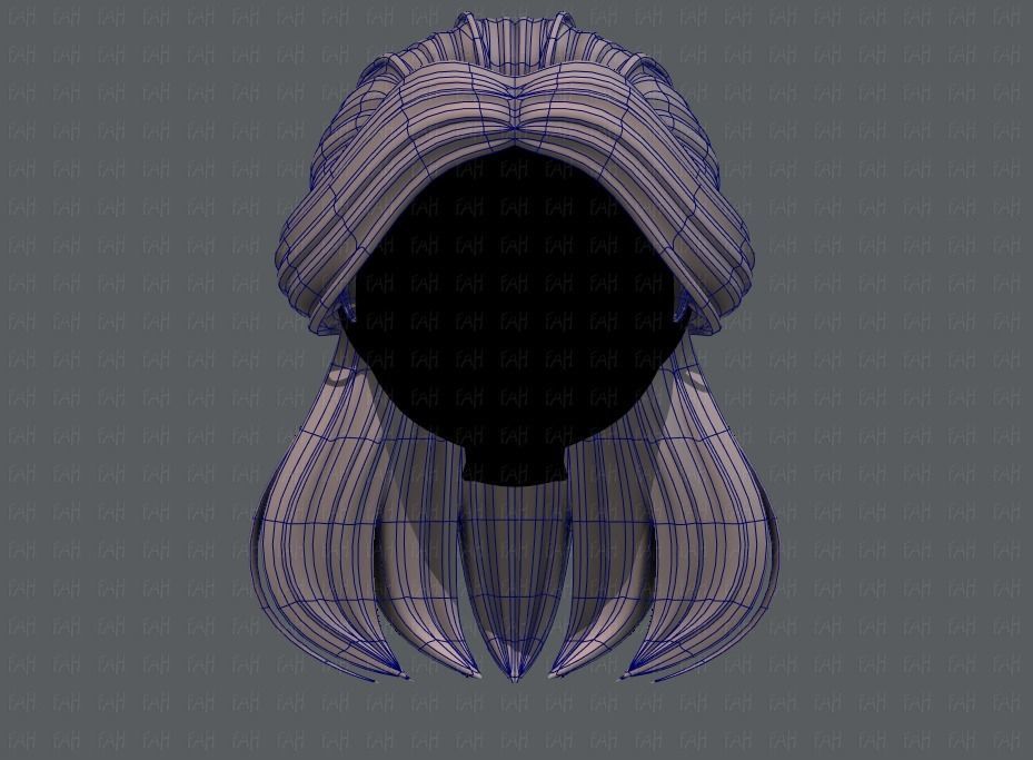3D Hair style for girl V61 Low-poly 3D model_9