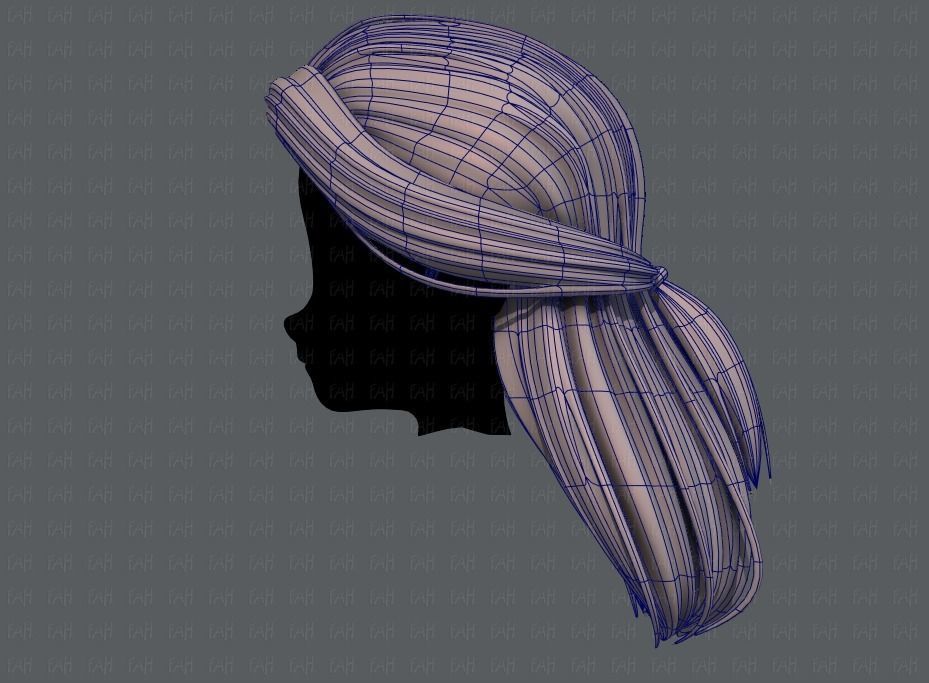 3D Hair style for girl V61 Low-poly 3D model_15