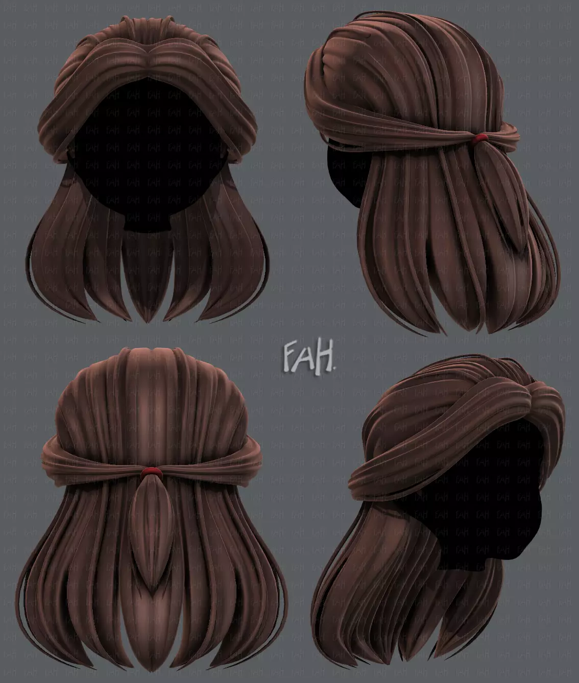 3D Hair style for girl V61 Low-poly 3D model_0