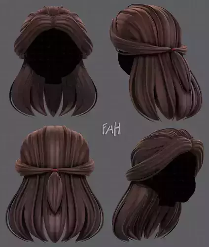 3D Hair style for girl V61 Low-poly 3D model 3D Hair style for girl V61 Low-poly 3D model