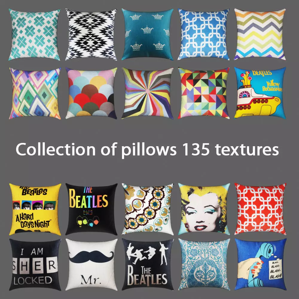 Collection of pillows  135 textures 3D model_0