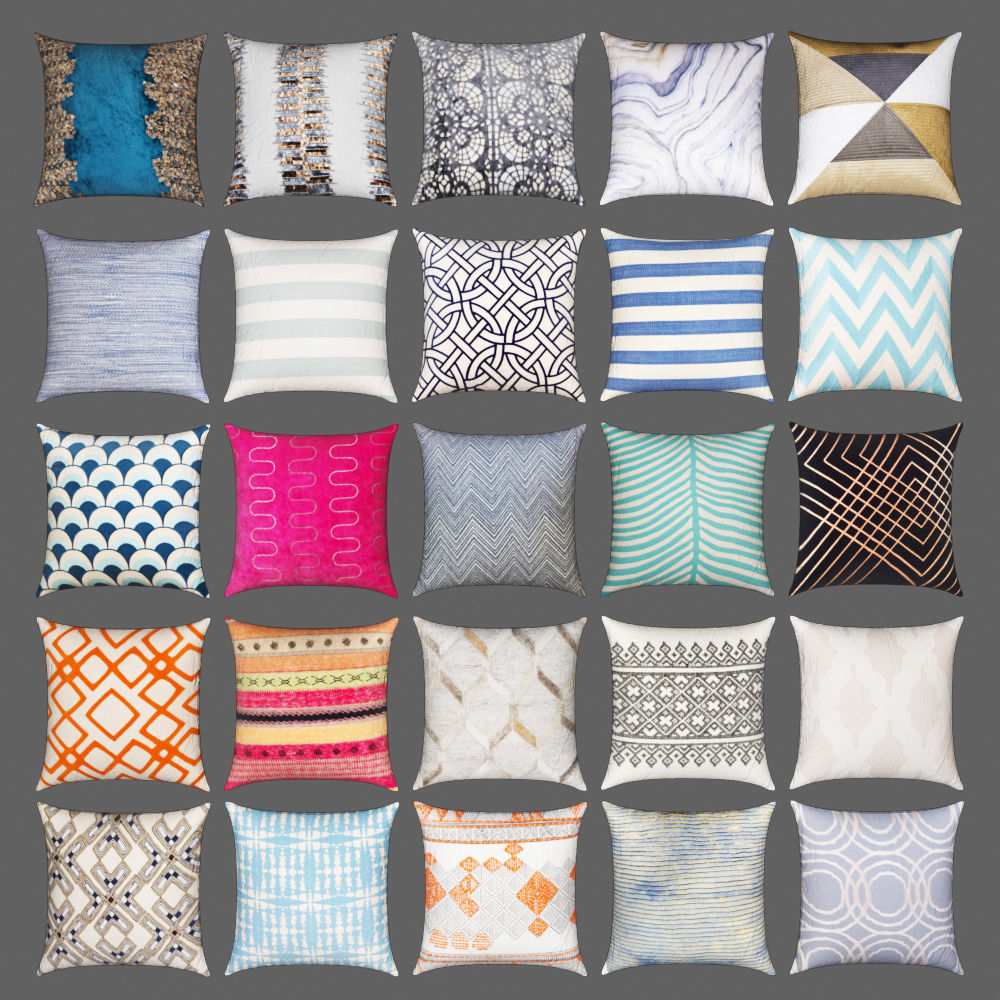 Collection of pillows 170 textures  3D model_1