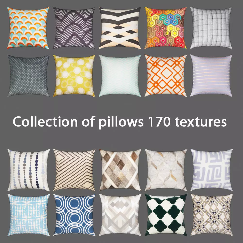 Collection of pillows 170 textures  3D model_0