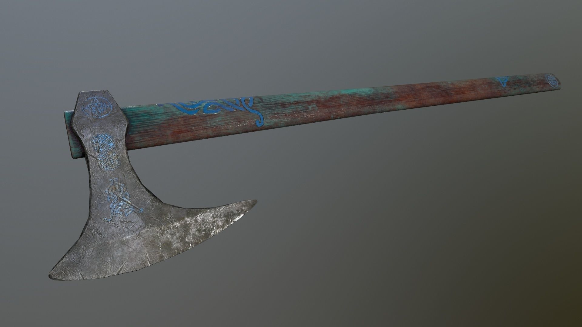 viking set 4 three swords and shield Low-poly 3D model_4