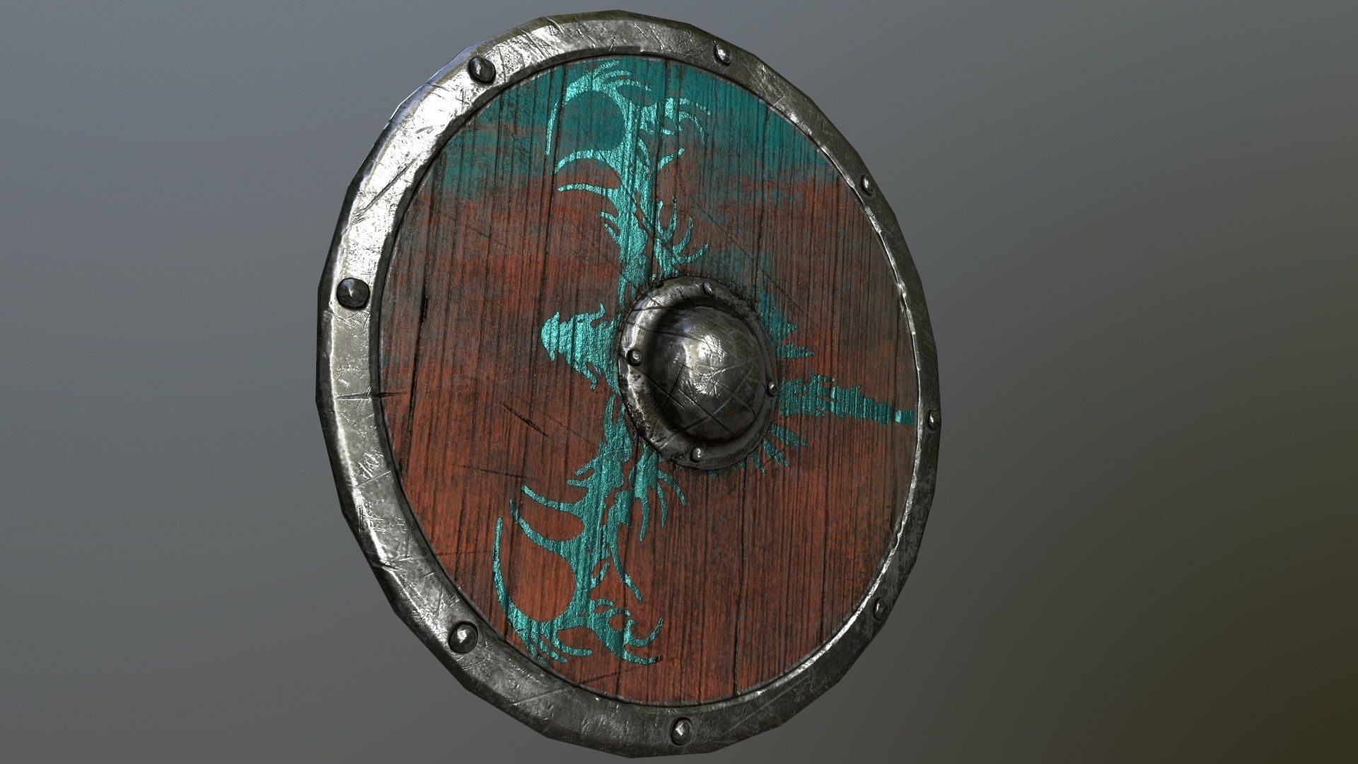 viking set 4 three swords and shield Low-poly 3D model_2