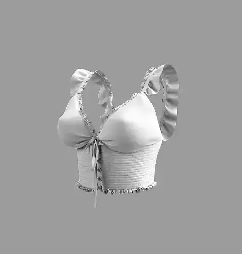 Womens Embroidered Ruffle Top with UV map