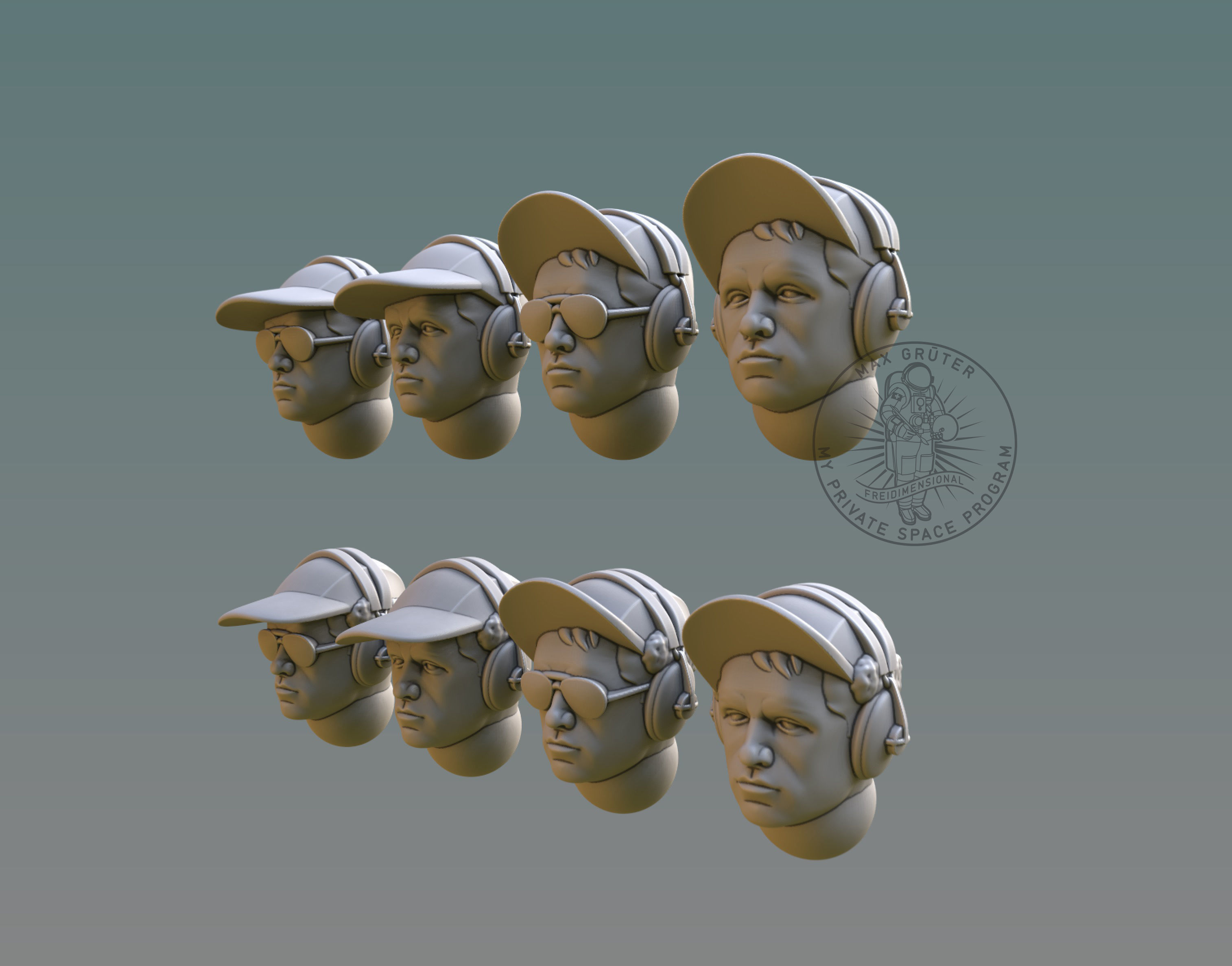 Pilot Head  With B-Cap 3D print model_1