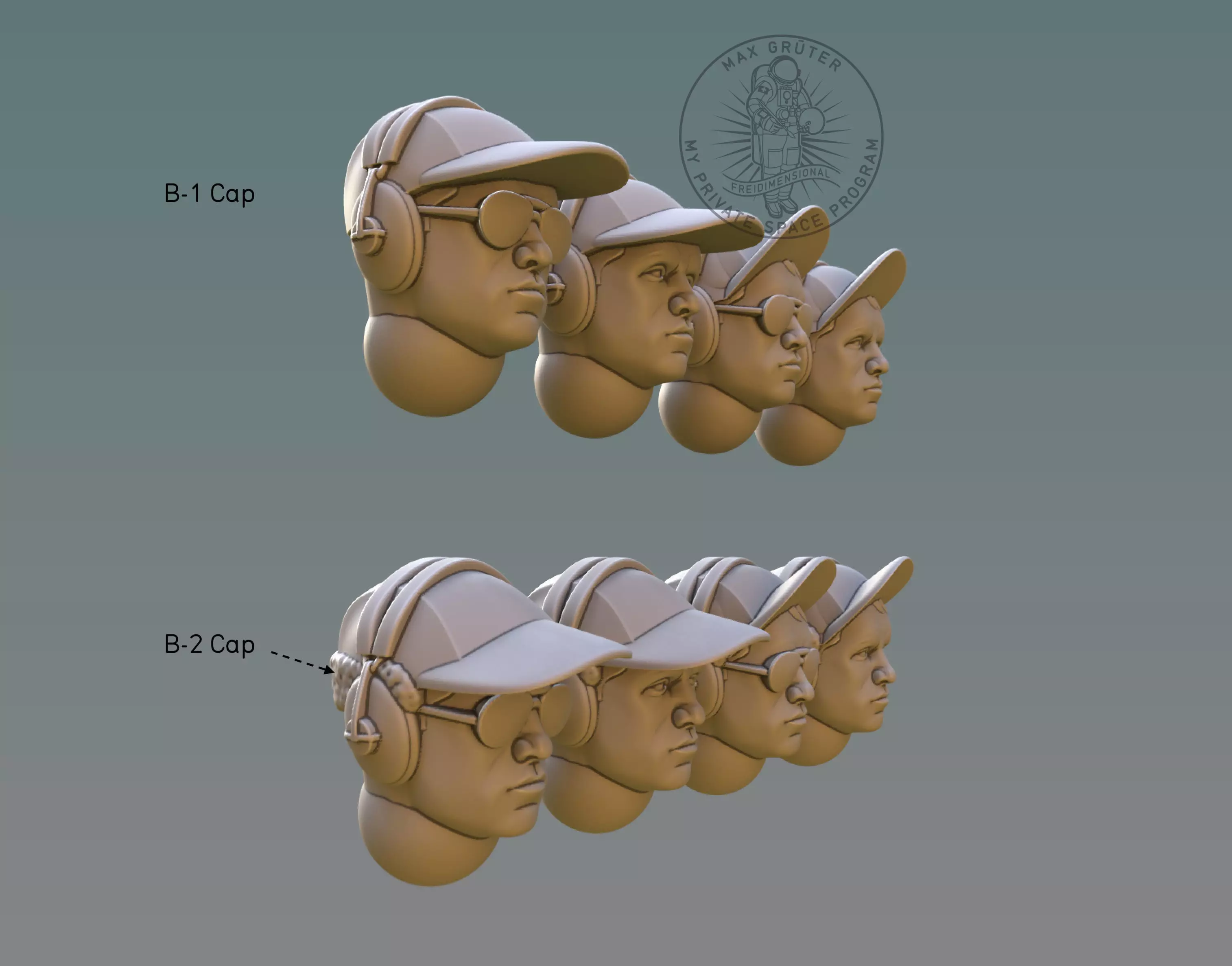 Pilot Head  With B-Cap 3D print model_0
